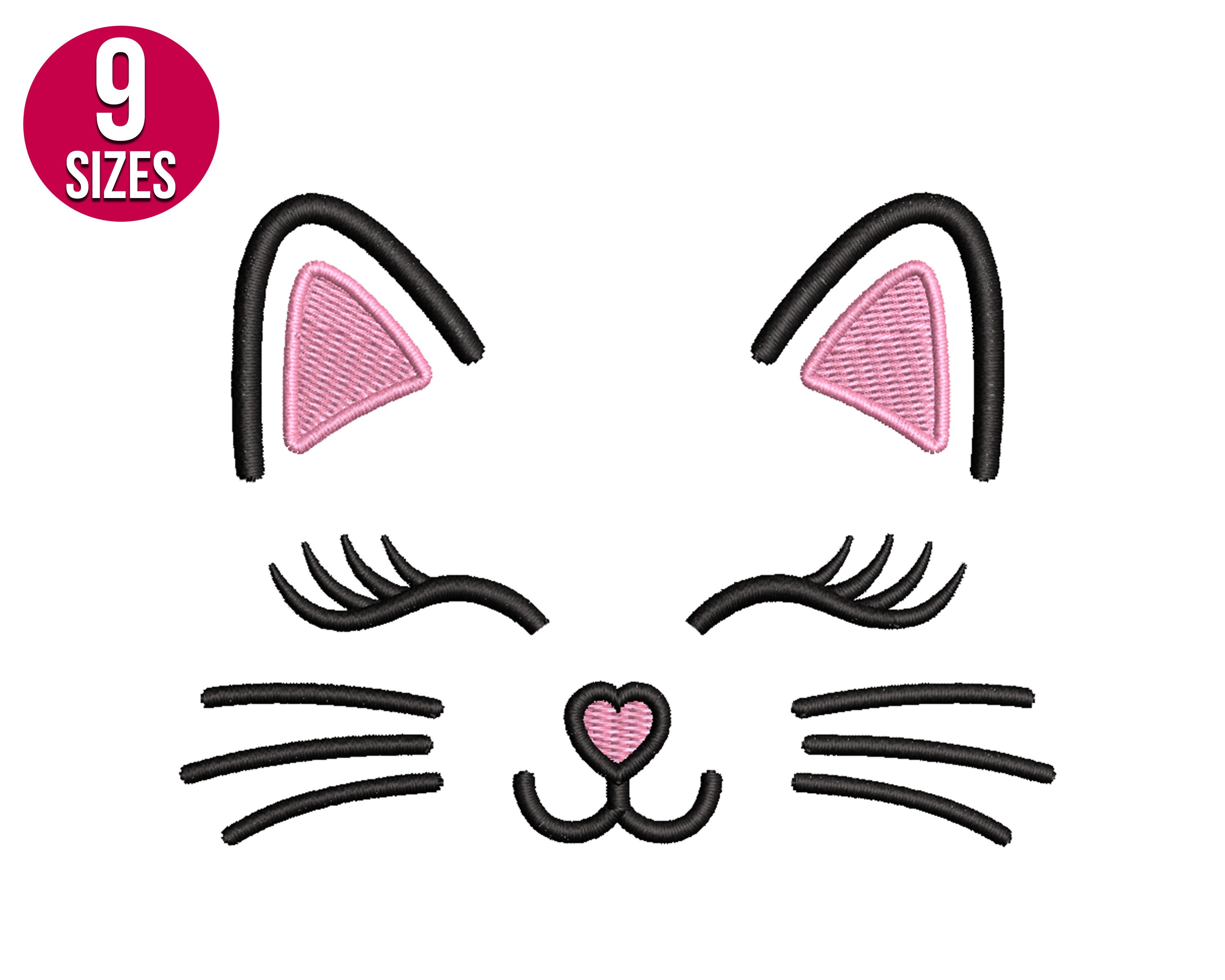 Cat Face Embroidery Design Machine Embroidery File Instant Etsy