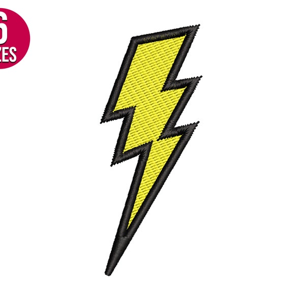Lightning bolt embroidery design, Machine embroidery file, Instant download