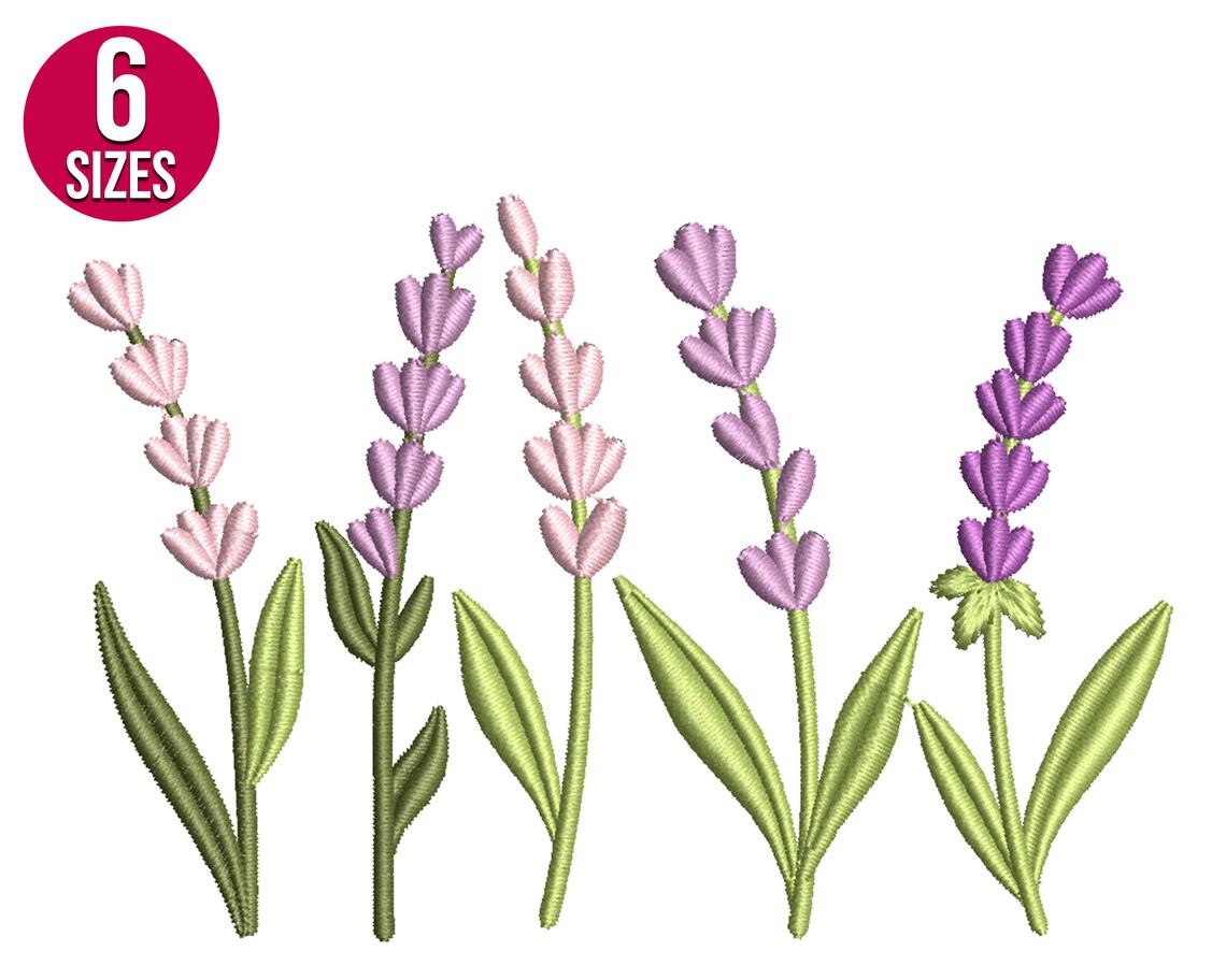 Lavender Embroidery Design Wildflowers Herbs Machine Etsy