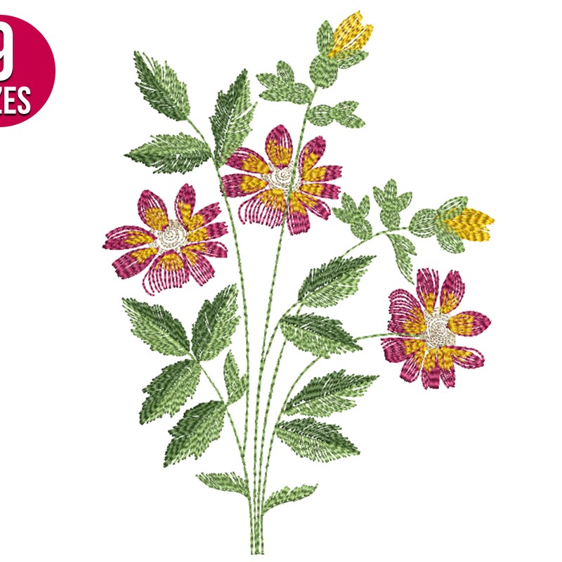 Flower Embroidery Pattern Etsy