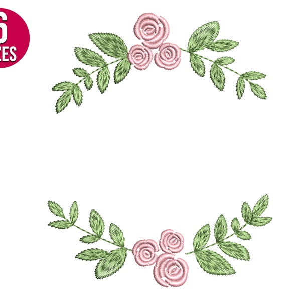 Floral broder embroidery design, Rose Flower, Wreath, Machine embroidery file, Instant download