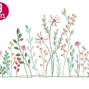 Wildflowers embroidery design, herb, plants, Machine embroidery file, Instant Download