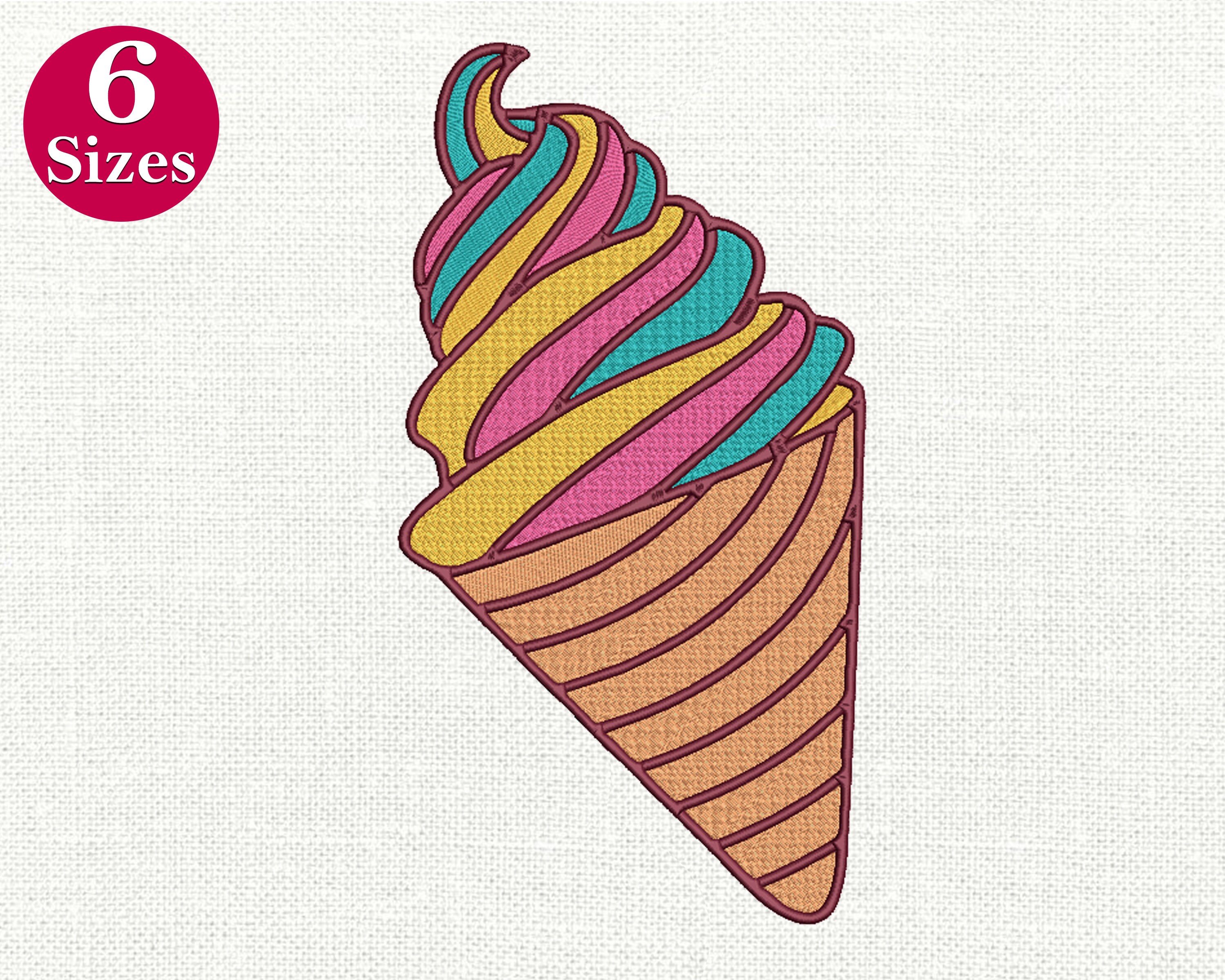 Ice cream embroidery design Applique Birthday applique Etsy