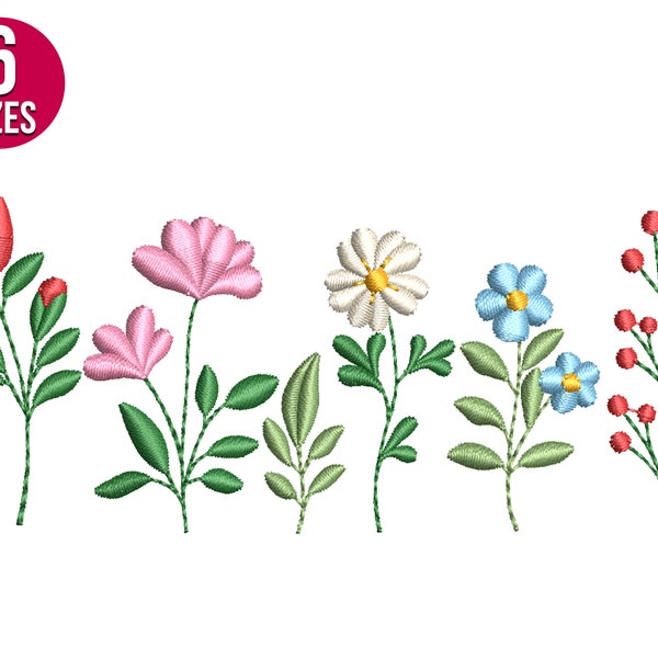 Wildflowers embroidery design, herbs, plants, daisy, Machine embroidery file, Instant Download