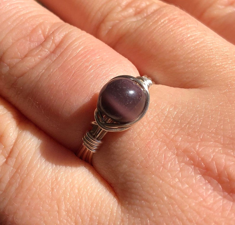 Wire Wrapped Pale Purple Ring