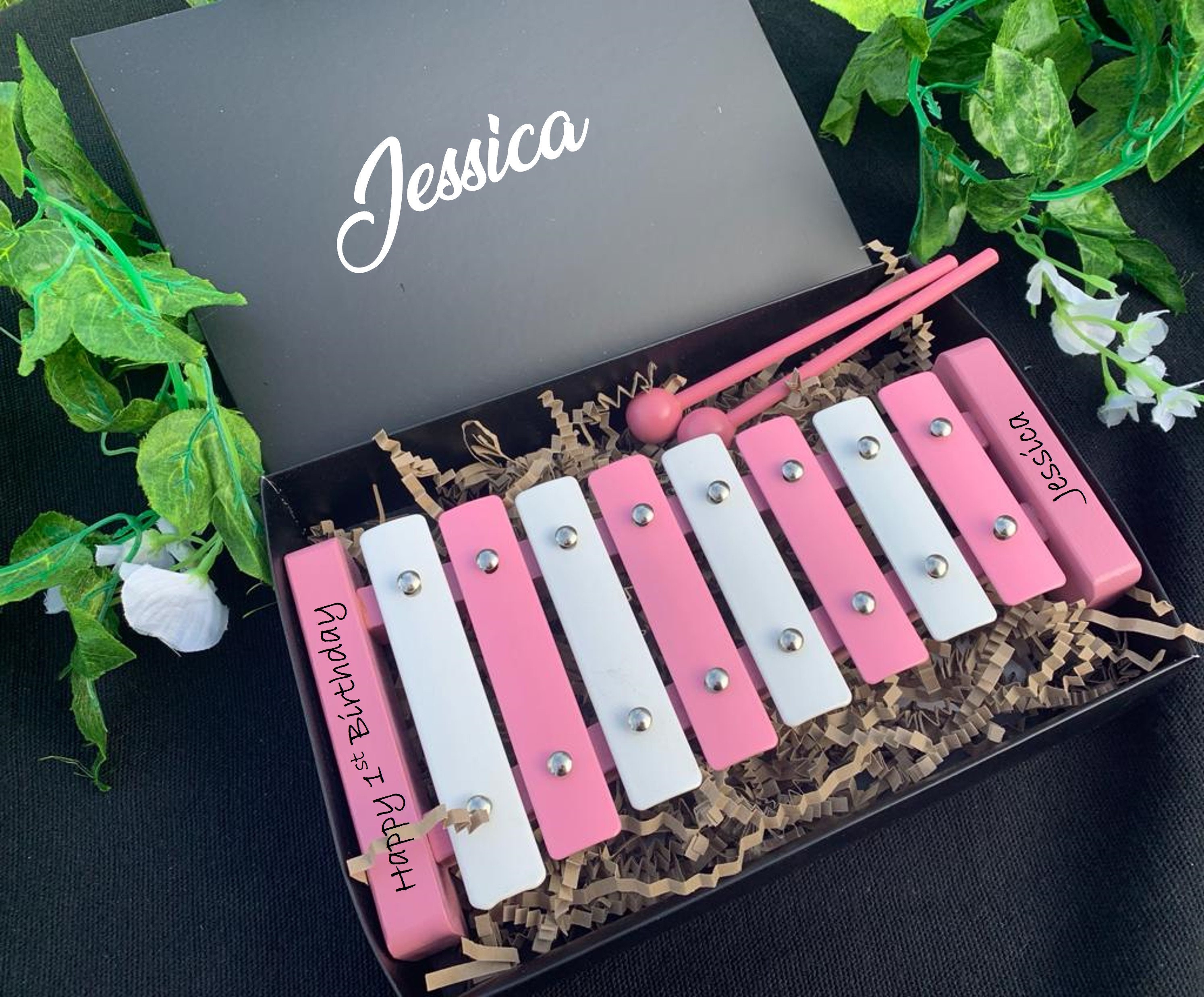 Personalised Wooden Xylophone Set Engraved Custom Educational