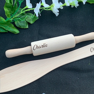 Gravur Kinder Holz Utensilien Gravur Rollnadel Holz Löffel Mini Chef Sterne Bäcker Set Junior Chef Weihnachten Geschenk