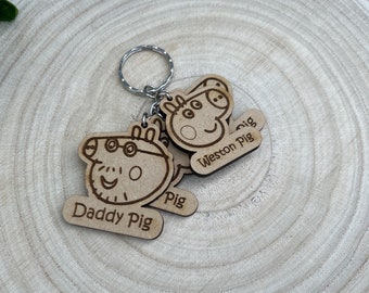 Daddy Peppa keyring personalised Keyring for Daddy Dad Father's Day Gift Birthday Present Christmas Present