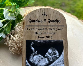 Hi Grandma and Grandpa Photo Ultrasound Frame, Family Pregnancy Announcement Gift, Baby Announcement Reveal Idea Grandparents,