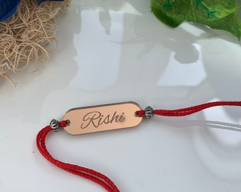 Personalised Rakhi For Raksha Bandan Rakhri Hindu Festival Rose Gold Mirror Rakhri
