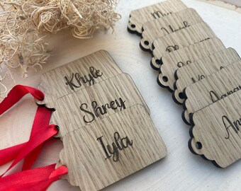 Personalised Christmas Name Gift Tags, Stocking Name Tag, Wooden Present Tags, Christmas Labels, Name Tags, Wooden Christmas Decoration