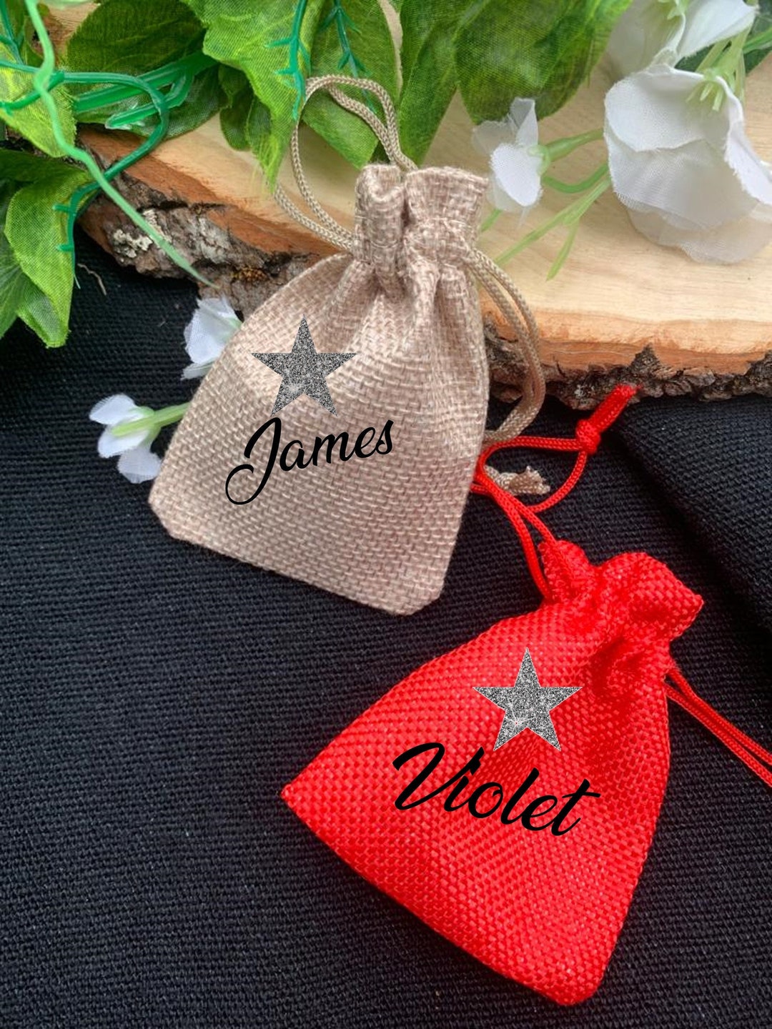 Personalised Christmas Mini Sack, Small , Treat Bag, Table Gift Bag