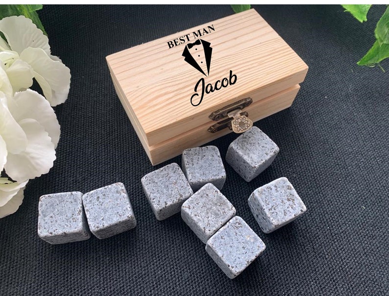 Personalised Whisky Stones Best Man Wedding Gift Set Perfect image 1