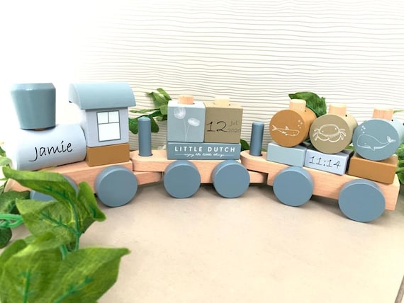 Little Dutch Wooden Personalised Train Set Kids Engraved Custom