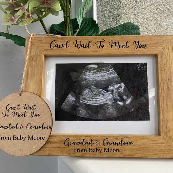Personalisierter neuer Baby-Fotorahmen & Plaque-Andenken - Gravur personalisiertes Geschenk für Babyparty, Großeltern, Schwangerschaftansage