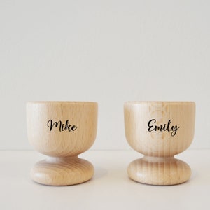 Personalised Engraved Wooden Egg Cup Name With Easter Bunny Easter Gift
