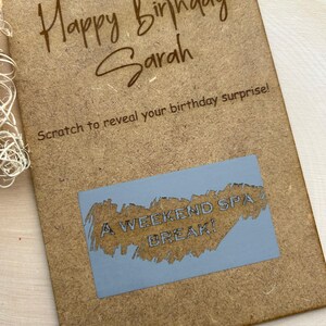 Carte à gratter devinez quelle surprise, billets de vol, billets de concert, plaque d'anniversaire cadeau de Noël