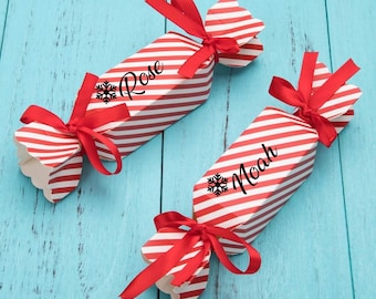 Personalised Classic Santa Christmas Treat and Candy Boxes Small Mini Advent Party favours Treat Boxes Xmas Party Decorations Crackers Style