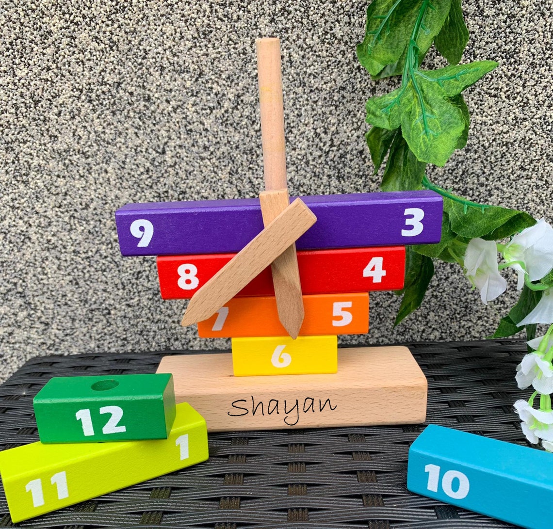 Personalised Kids Montessori Wooden Clock Time Learning Etsy