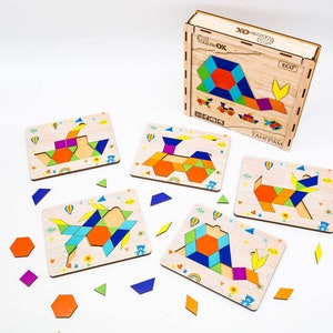 Tangram puzzle. Creative wooden educational game for children. Ecological toy + gift from Ukraine