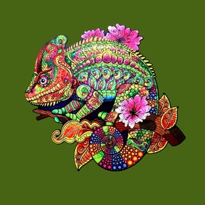 Chameleon wooden puzzle in a wooden gift box. Elements in the form of animals. Souvenir puzzle. A gift for the holiday + gifts from Ukraine