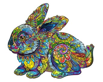 Unique wooden puzzle Rabbit, Hare. Puzzle in designer wooden packaging. Ukraine. Eco-products An original holiday gift + a gift from Ukraine