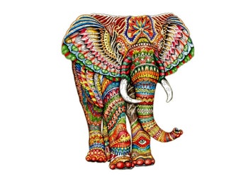 Wooden puzzle Elephant in a designer gift box made of wood. 179 elements of the original form. ecological gift + gift from Ukraine