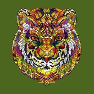 Wooden puzzle Tiger 219 shaped elements in a gift box 34.2x38.7 cm. Designer puzzle + gift from Ukraine