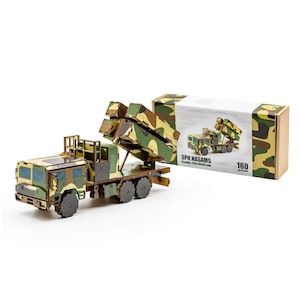 Mechanical 3D puzzle model NASAMS air defense system made of wood in camouflage colors | Military gift from Ukraine + bonus souvenir