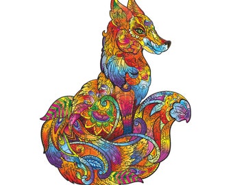 Puzzle de madera Zorro. Puzle ecológico de alta calidad/167 elementos moldeados en caja de regalo de madera + Regalo de Ucrania