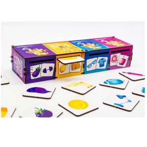 Juego educativo Clasificador de colores para niños pequeños de 2 a 5 años. Juguete de madera ecológico. Aprendiendo a través del juego + un regalo de Ucrania