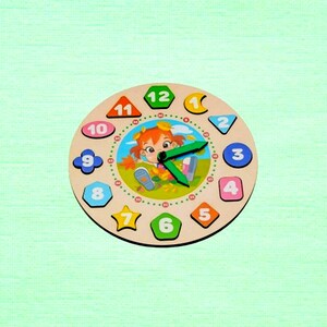 Classificador de madeira "Relógio" para meninas. Fabricado na Ucrânia. Um jogo educativo para crianças pequenas. Estudamos o relógio do jogo + um presente surpresa