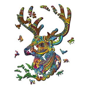Wooden puzzle Deer 161 shaped elements Puzzle in a wooden gift box Size 34.3x48.5 cm Designer collection+gift from Ukraine