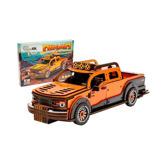 Pick-up per auto da costruzione 3D in legno in confezione regalo