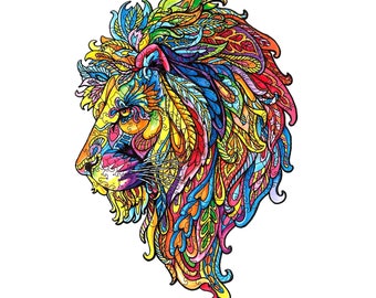 Wooden puzzle Magical Lion 150 shaped elements in a gift box 46x32 cm Exclusive Puzzle + gift from Ukraine