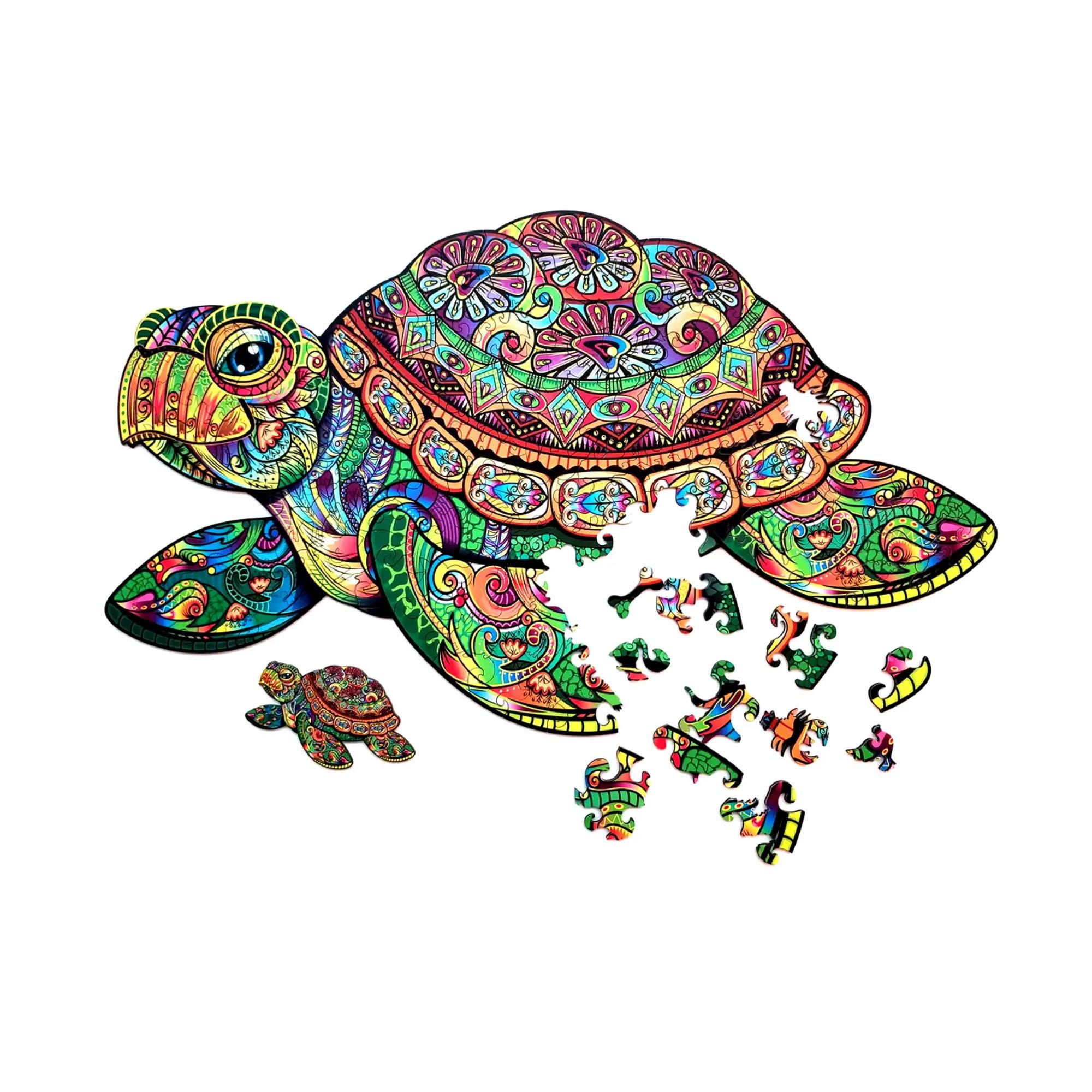 Wooden puzzle Turtle in a wooden gift box. 171 figured elements of an interesting shape. Designer puzzle. Ecological gift+gift from Ukraine
