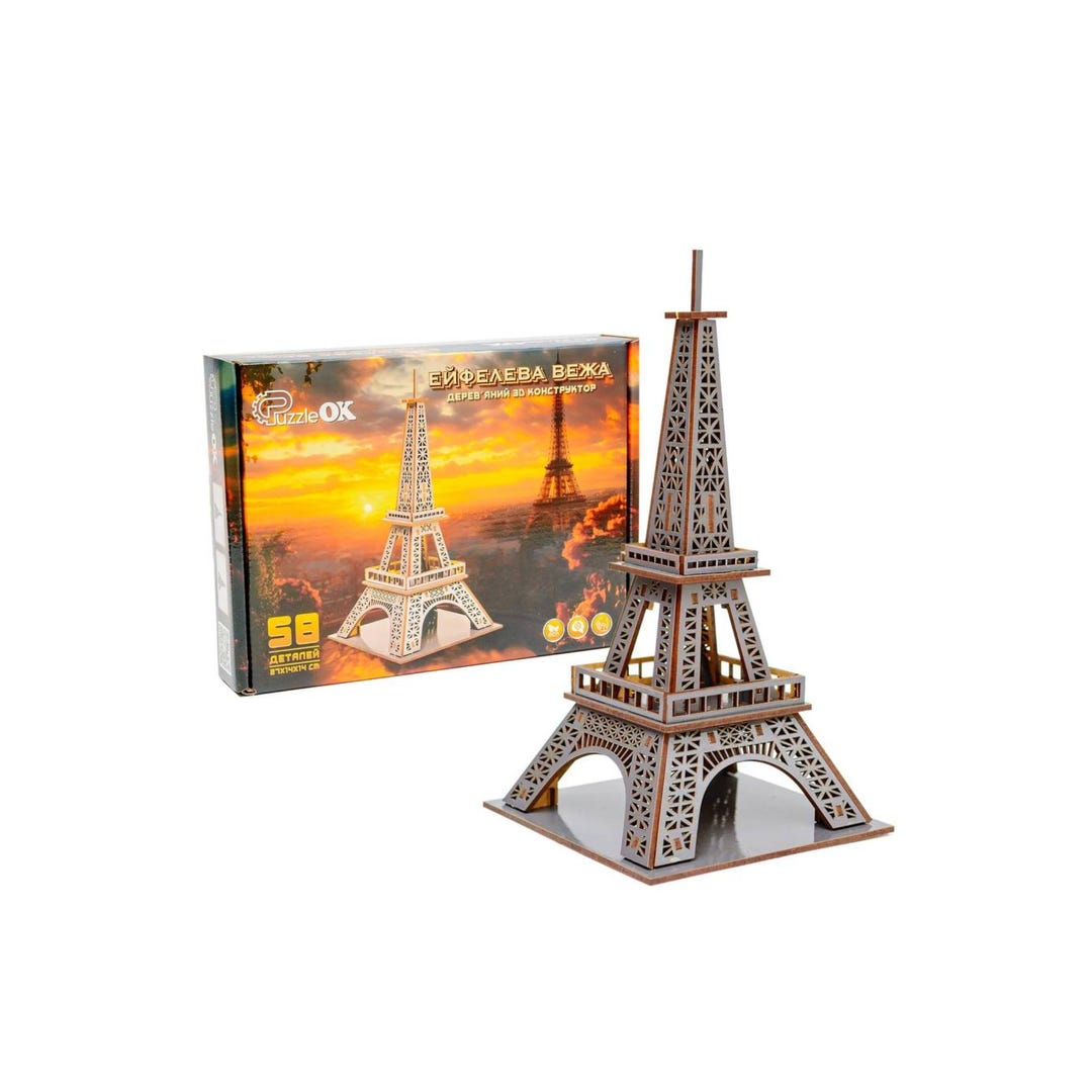 Tower Model Kit Wooden 3D Eiffel Tower Model Kit for Adults and Children in Gift Box ...