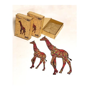 Wooden Giraffe Puzzle for Kids in Gift Box – 54 or 102 Pieces – Montessori Toy, Eco Jigsaw, Educational Game – Made in Ukraine + Gift