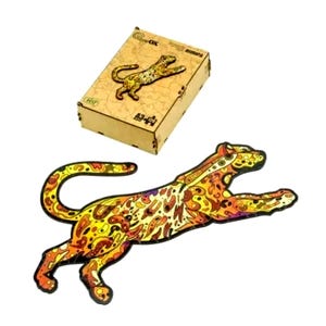 Puzzle figurine en bois Léopard / 59 ou 120 pièces. Ukraine. Un cadeau écologique original pour petits et grands + un cadeau d'Ukraine