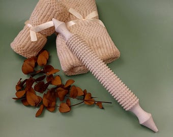 Wooden Massage Roller Pin with Teeth – Deep Tissue Massager from Carpathians – Handmade Gift from Ukraine