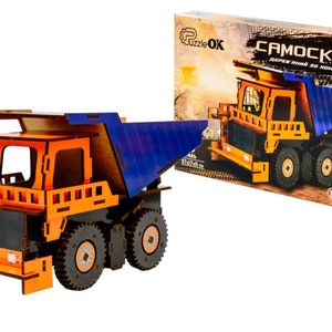 Wooden 3D constructor Dump truck. Educational game for adults and children from 10 years old. Eco gift + gift from Ukraine