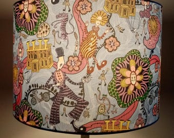 Grayson Perry design Liberty fabric lampshade,for Table lamp,or ceiling pendant ,Boho style,funky,quirky,1960s,1970s style home decor,