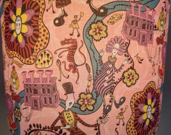 Grayson Perry design Liberty fabric pink lampshade,for Table lamp,or ceiling pendant ,Boho style,funky,quirky,1960s,1970s style home decor,