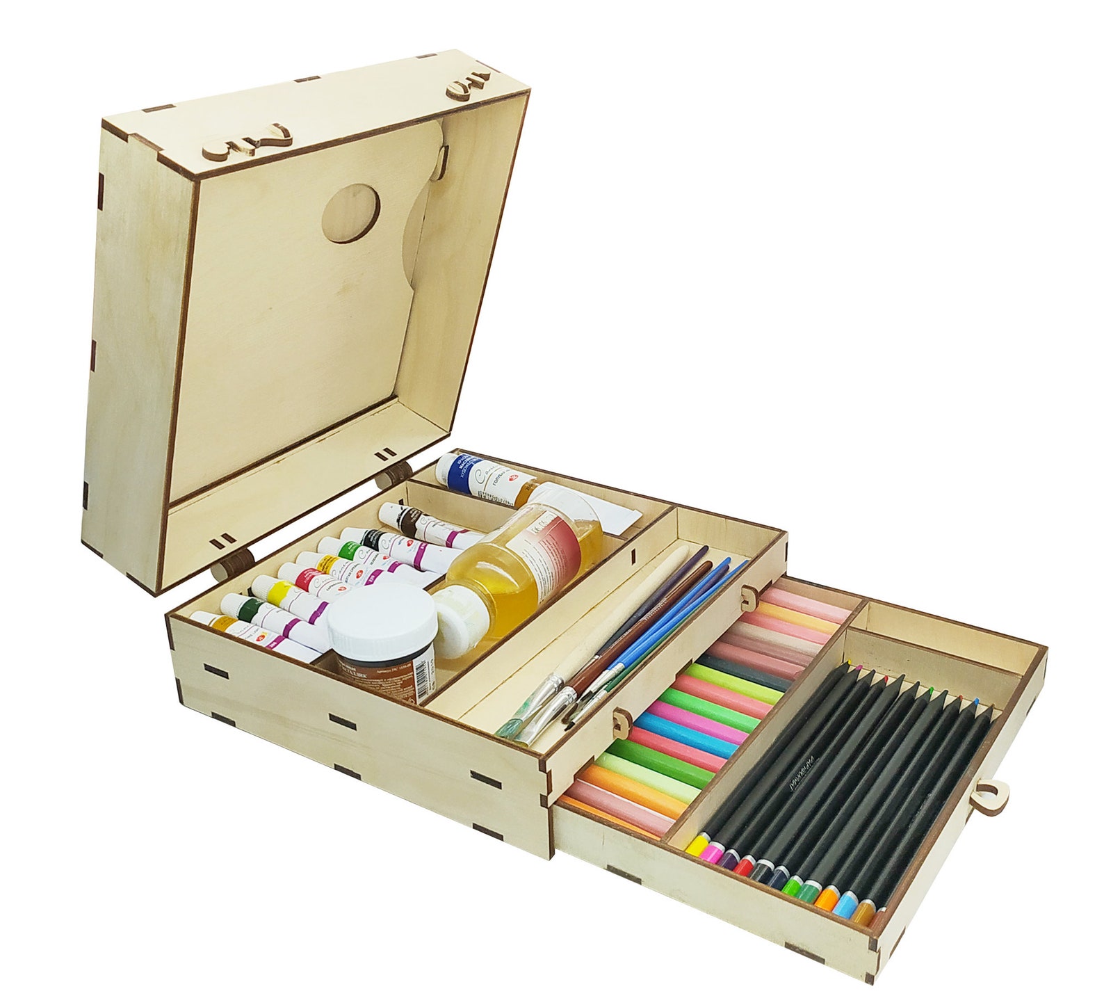 Drawer for brushes and paints. Box for paints. Drawing box. Etsy