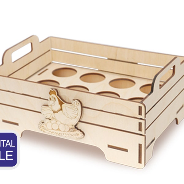 Lasercut blueprint SVG PDF CDR Egg storage Egg crate Egg tray Egg rack Fresh egg holder Food storage