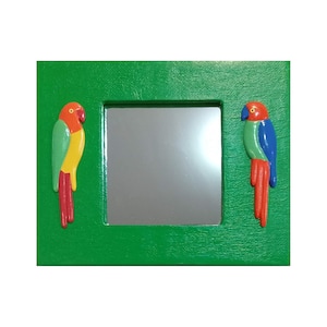 Mirrors/Parrots/Espejo de cartón y cartapesta. Con dos perfiles de loros.
