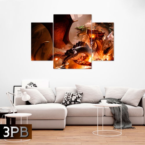 Dragons wall art, Tiamat canvas, D&D canvas, Dungeons and Dragons, Tiamat print, Hudra canvas, Tiamat wall art, DnD outlet print, DnD canvas