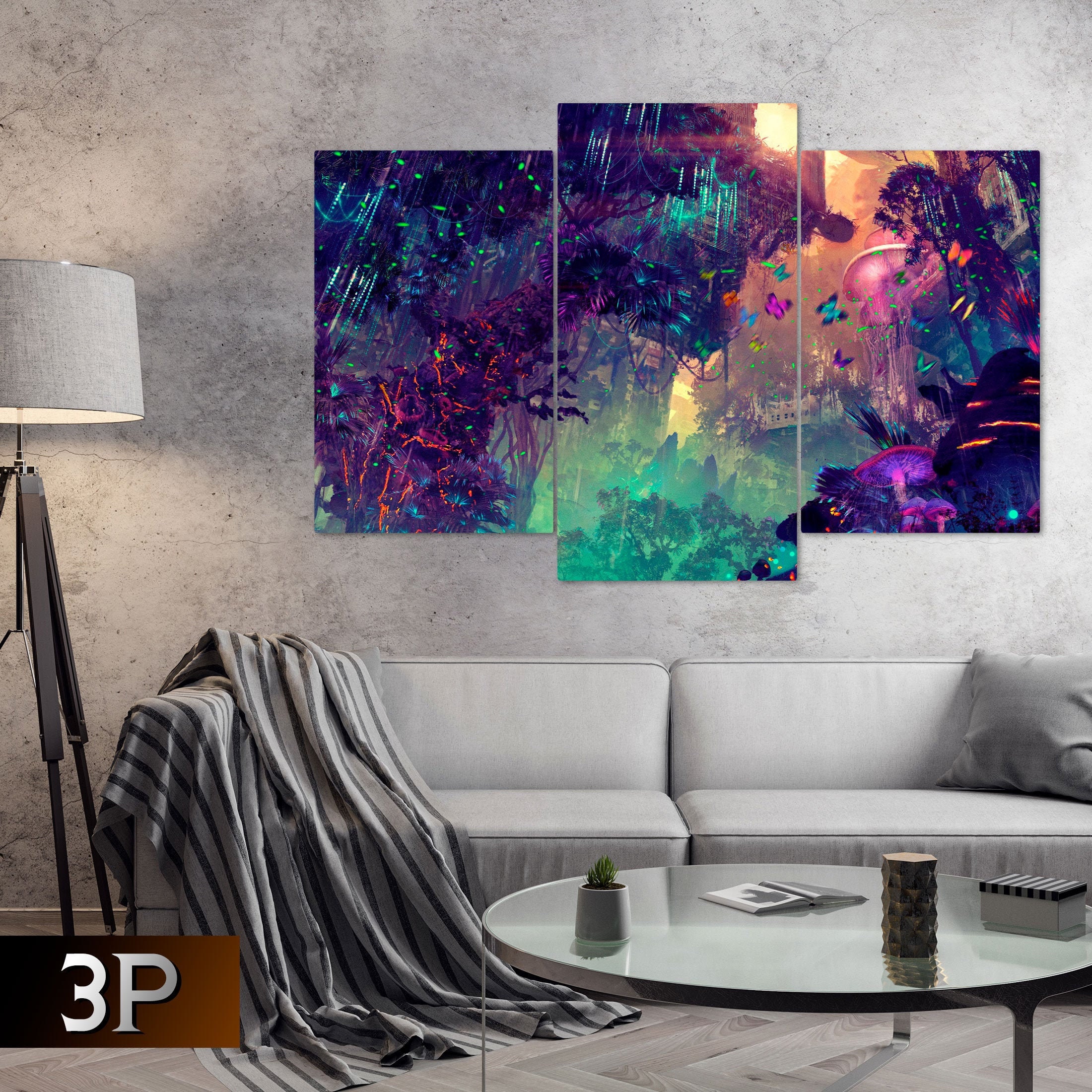 Digital Art Fantasy World wall decor Neon Nature canvas Etsy