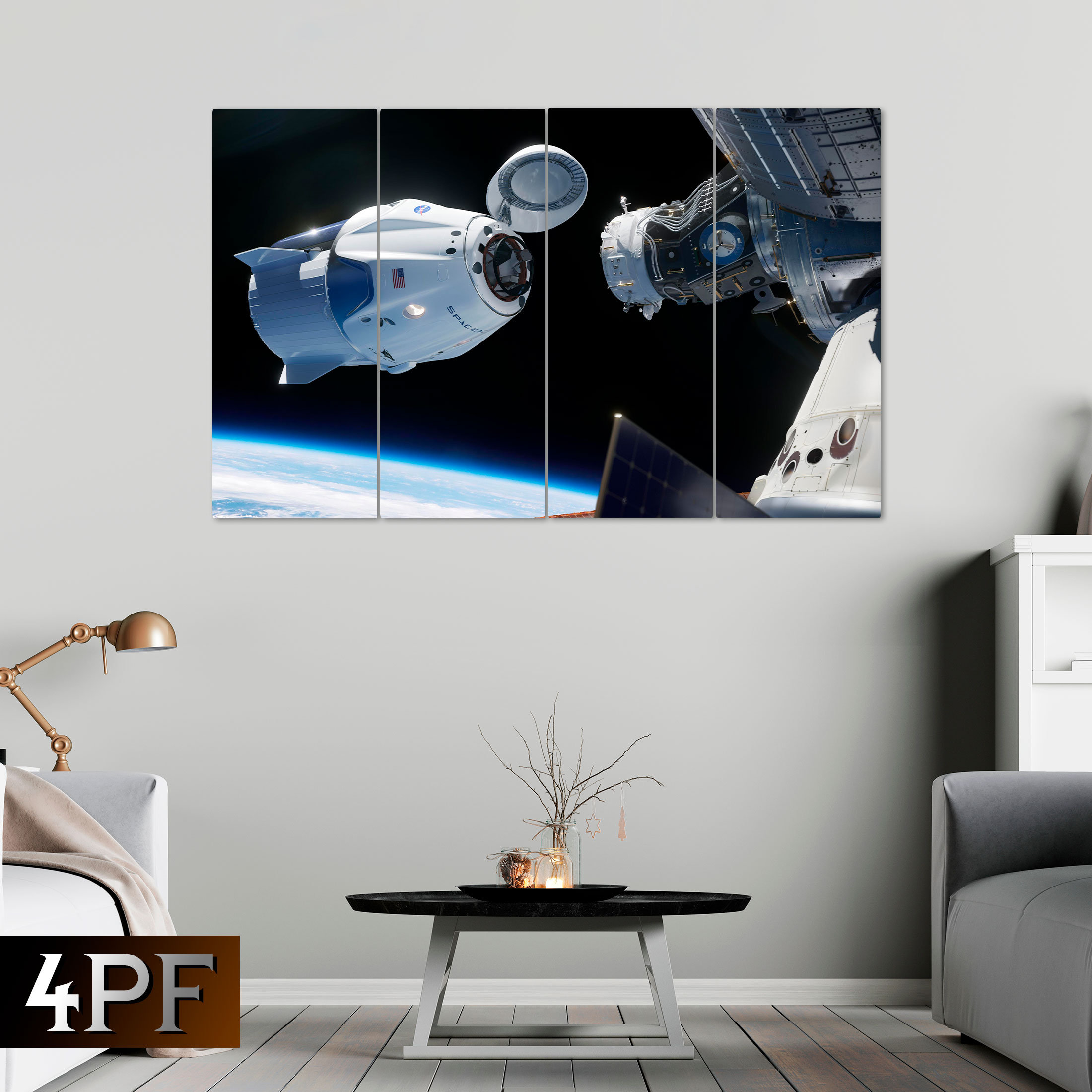 Spacex Canvas Space Rocket Crew Dragon Print Elon Musk Etsy