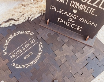 Wooden Rustic Guest Book Alternative, Wedding Guest Book, Unique Guest Book, Personalised Puzzle, Puzzle Guest Book